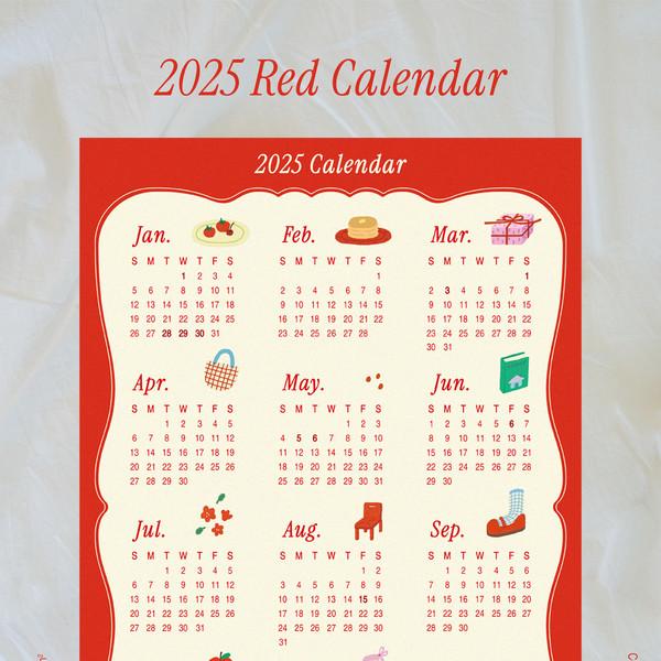2025 Red Calendar