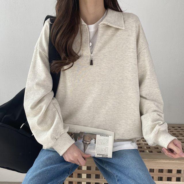 [봄신상!] 반집업 카라 아노락 맨투맨 4color_스윗라떼