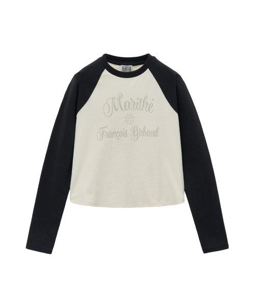 W ROUND EDGE CROP RAGLAN LONG SLEEVE black