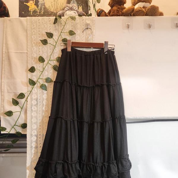 블랙 캉캉 롱스커트