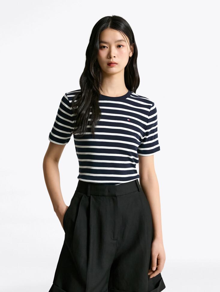[25SS] 슬림 크루넥 립 티셔츠