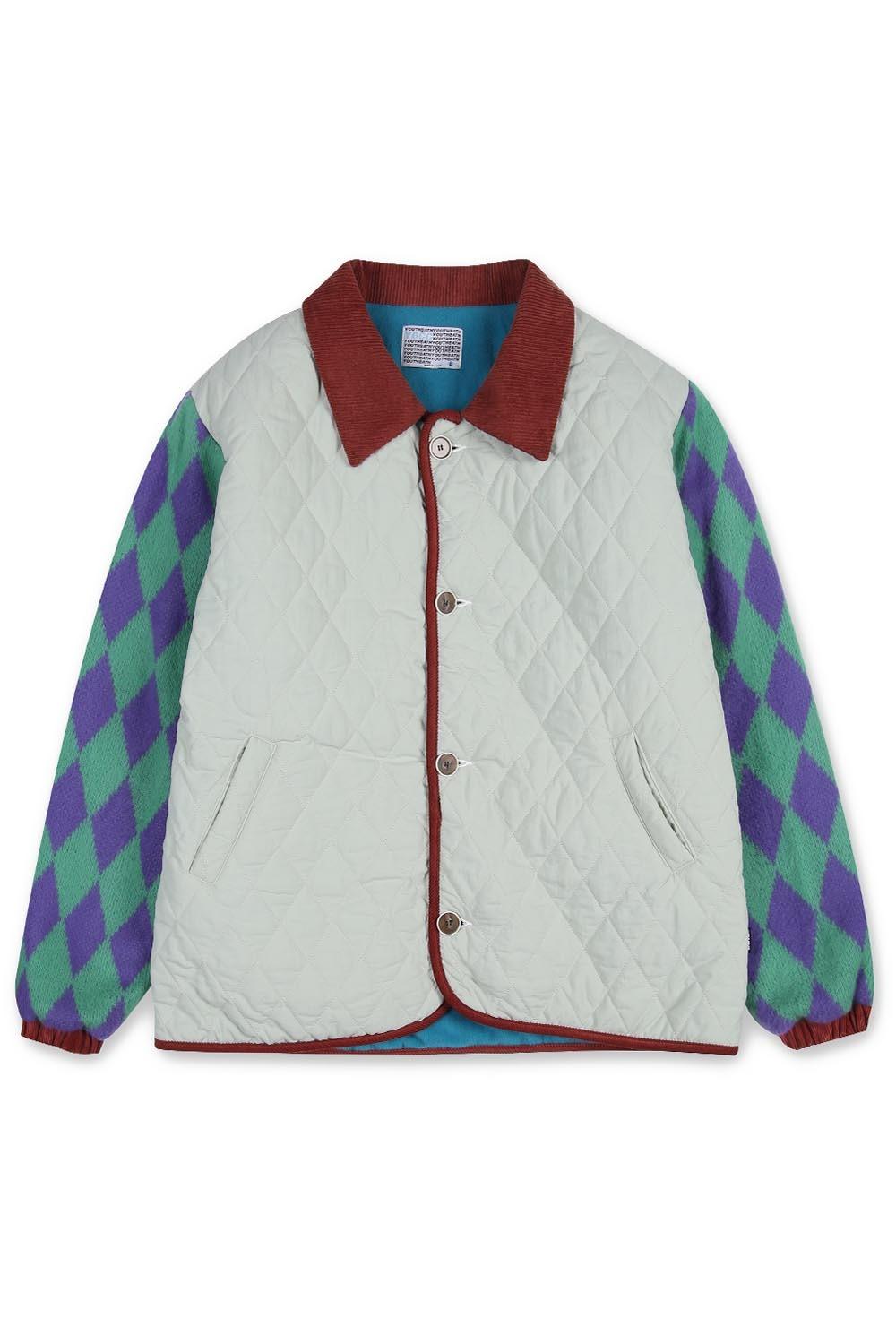 아가일 체크 퀼팅 자켓_그레이 :ARGYLE CHECK QUILTING JACKET_GRAY