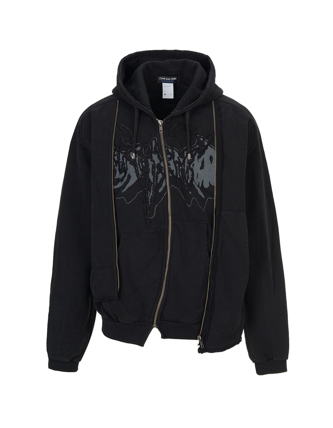GRAFFITI DOUBLE ZIP HOODIE_BLACK