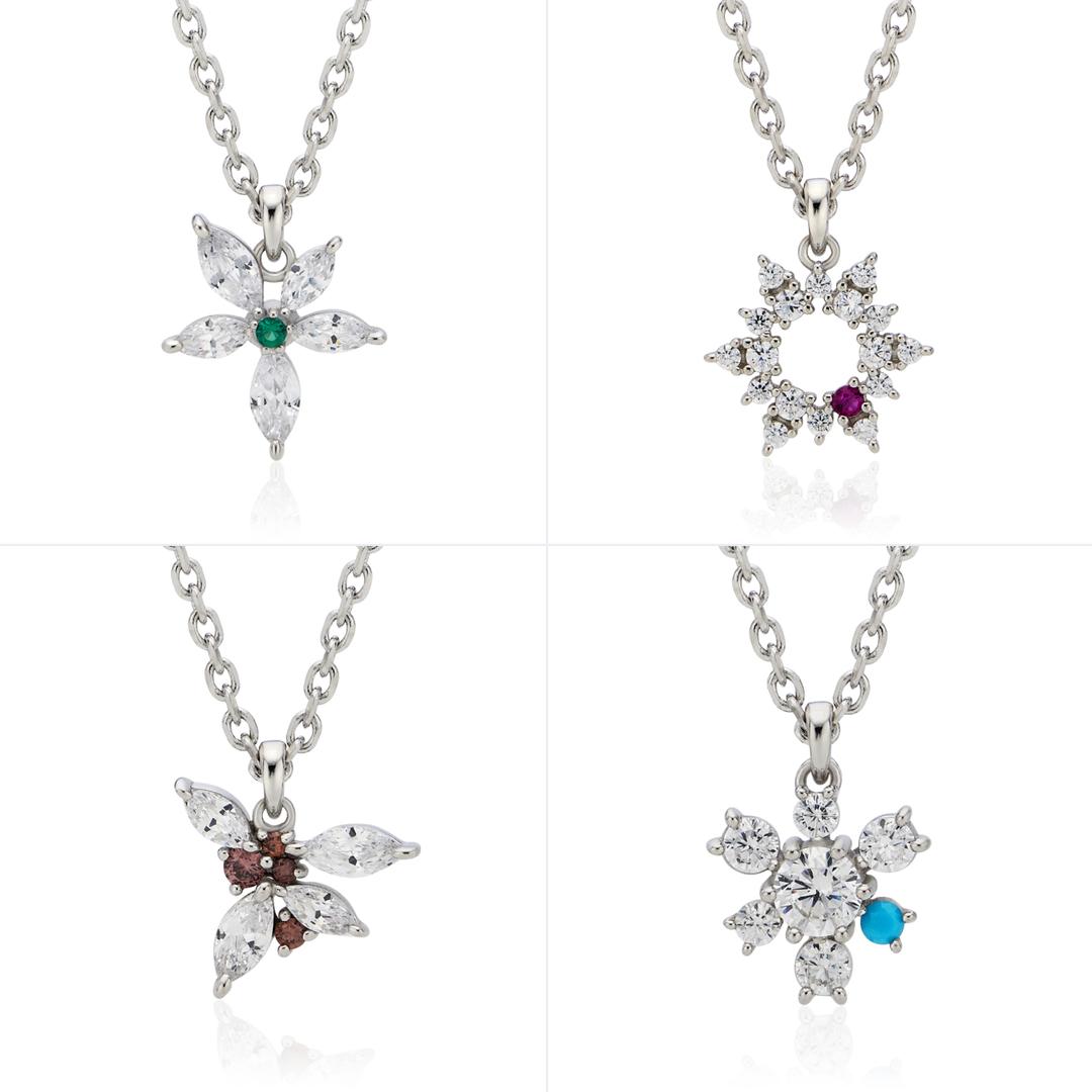 포시즌 탄생석 실버 목걸이