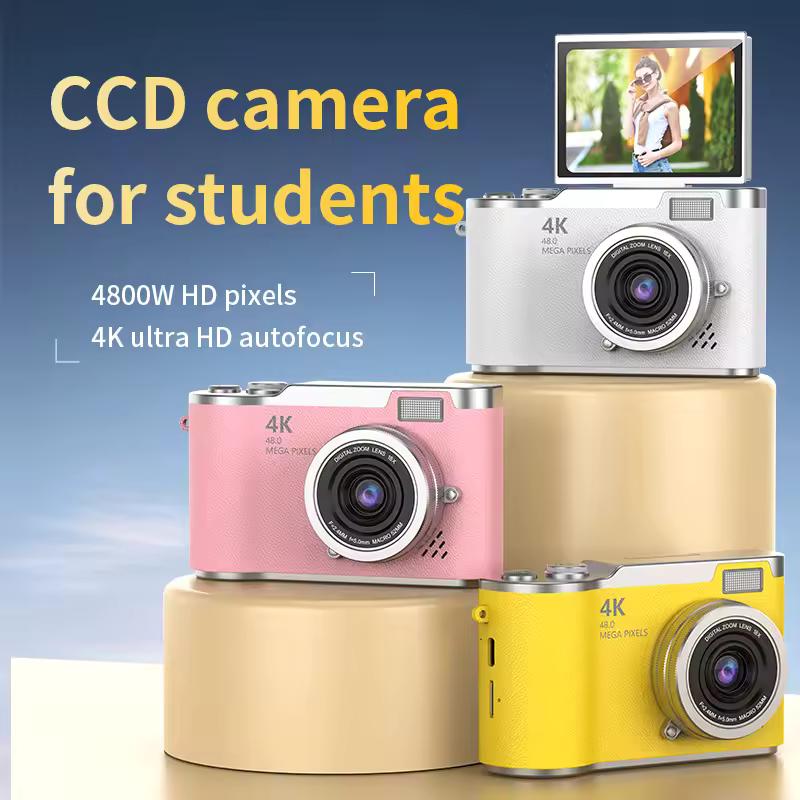 디지털 카메라 4K 48MP 사진 카메라 비디오 캠코더 충전식 카메라 어린이 성인 초보자를위한 2.4 인치 스크린 캠코더