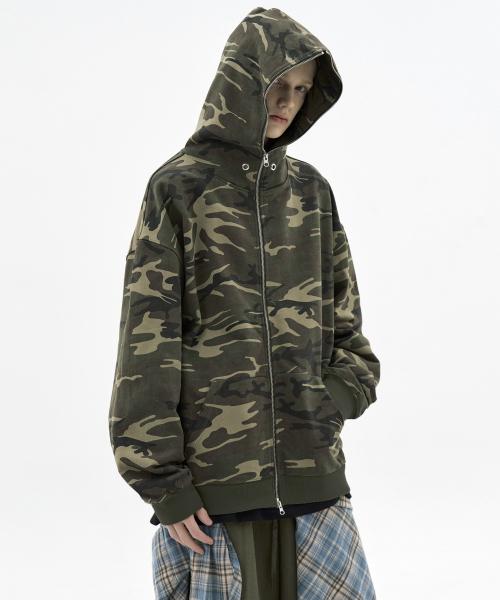 자이언트핏 솔리드 후드집업 (카모베이지)