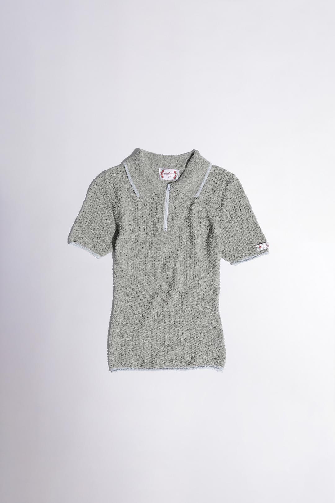 Geek Boucle Collared Top Gray