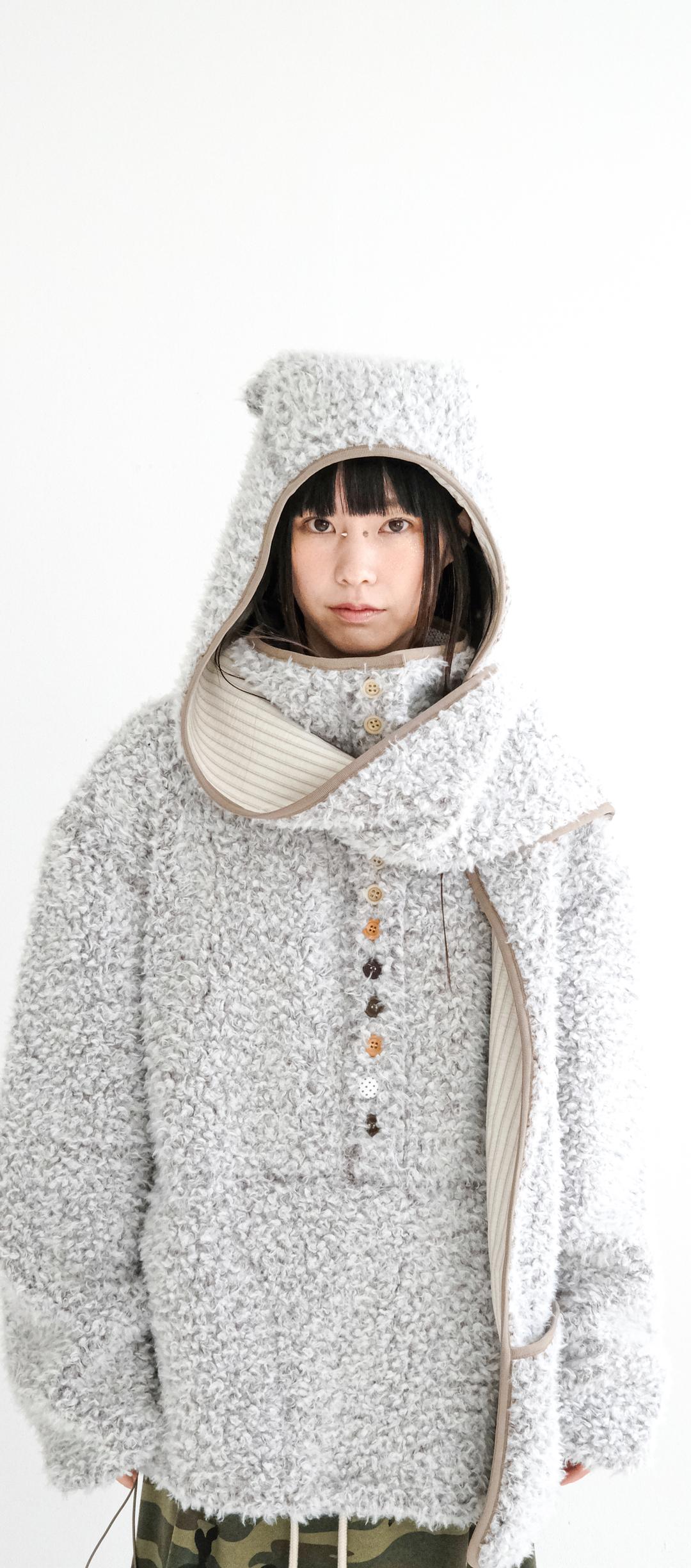 2차★[fa.er.ie] fluffy button fleece pullover (brown)