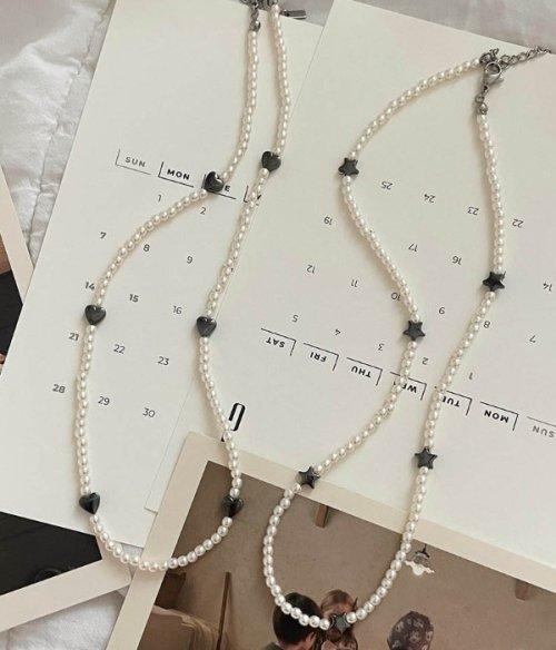 진주 하트 별 포인트 y2k 목걸이 (2type) *Cyber core