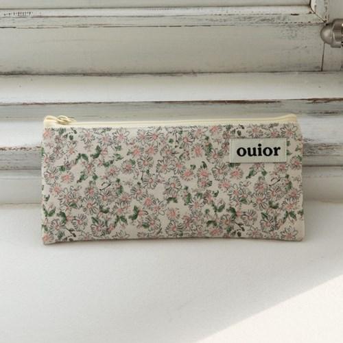 ouior flat pencil case - daisy peach (topside zipper)