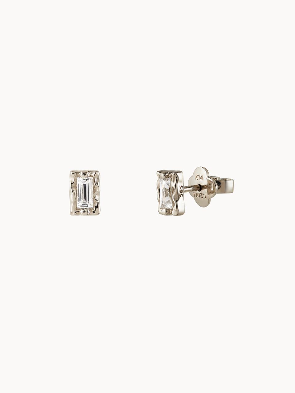 River White Sapphire Earring - Baguette Cut