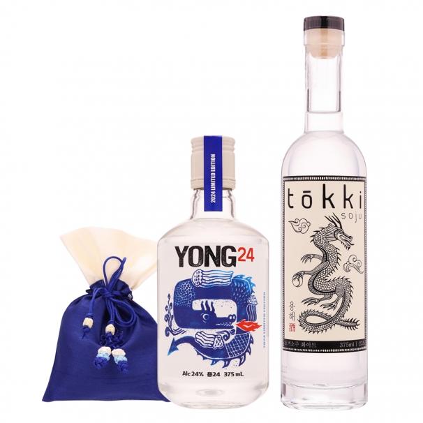 24년 한정판 에디션증류주 375ml x 2병_토끼소주용23도 1병+청용24도 1병_복주머니 증정