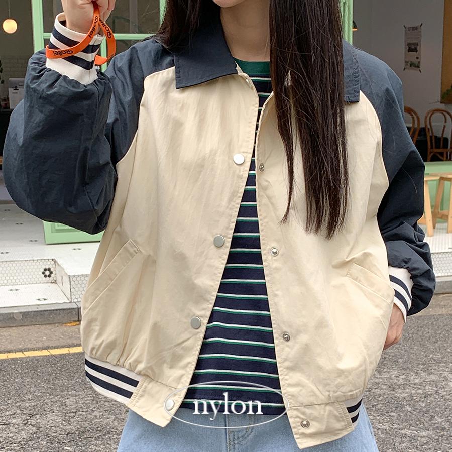 [나그랑🥰바시티] 스탠다드 나그랑배색 점퍼 바시티자켓 여자점퍼 가을신상 간절기룩 간절기자켓 야구점퍼 여자자켓 가을점퍼 카라넥점퍼 배색자켓