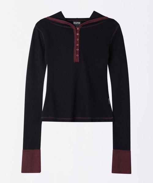 Heather Hoodie Tee Black