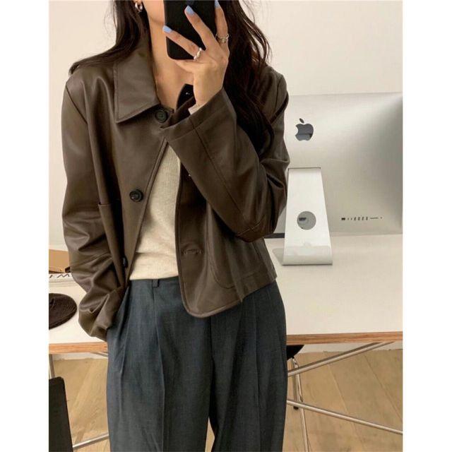 고급 시크 레더 자켓 2color