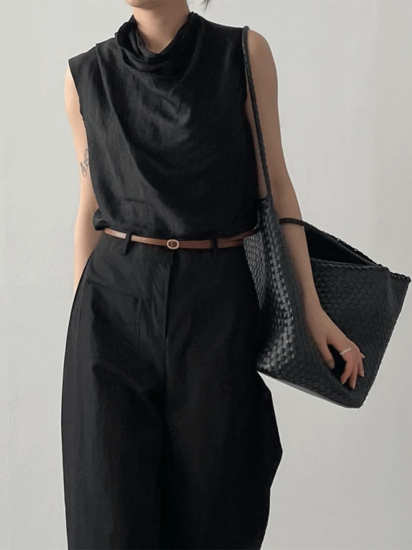 [여름하객룩] 글로시 드레이프 민소매 블라우스 (2C)