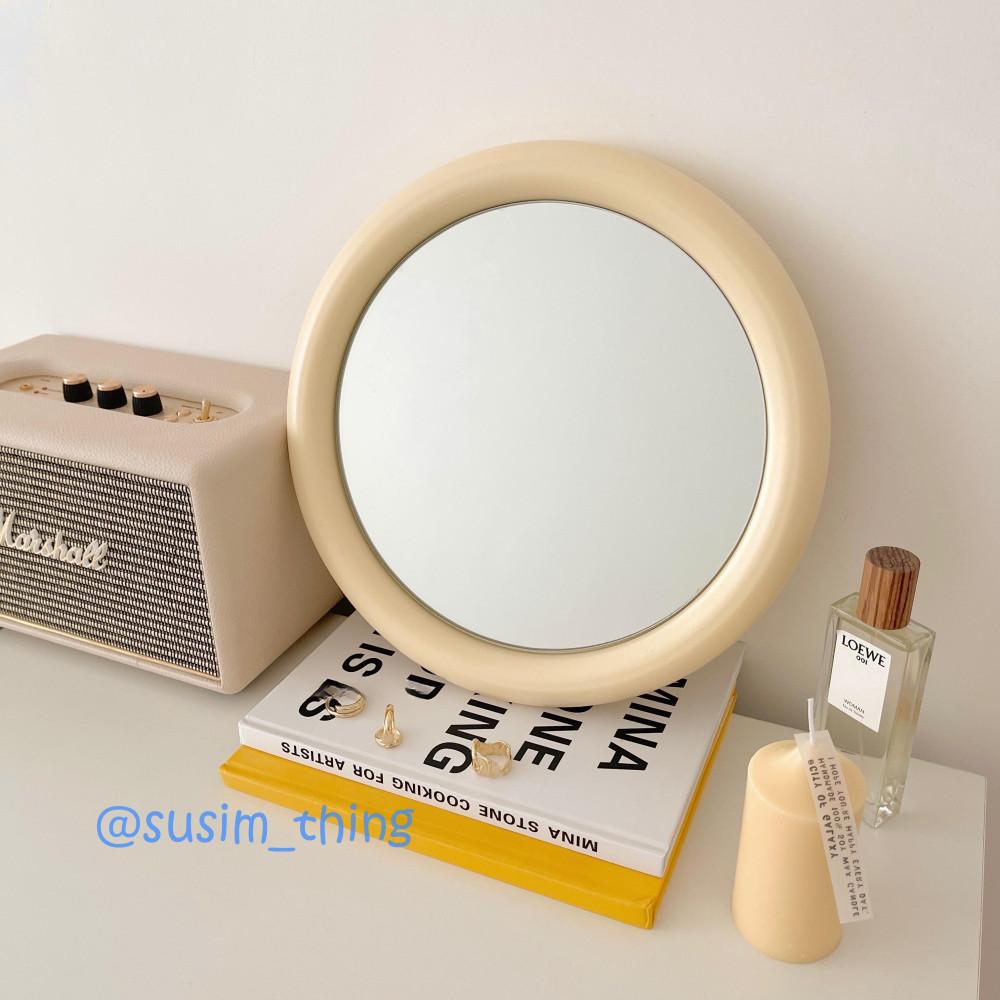 Vintage Round Mirror 빈티지 거울 원형 라운드 인테리어 소품 스탠드 탁상