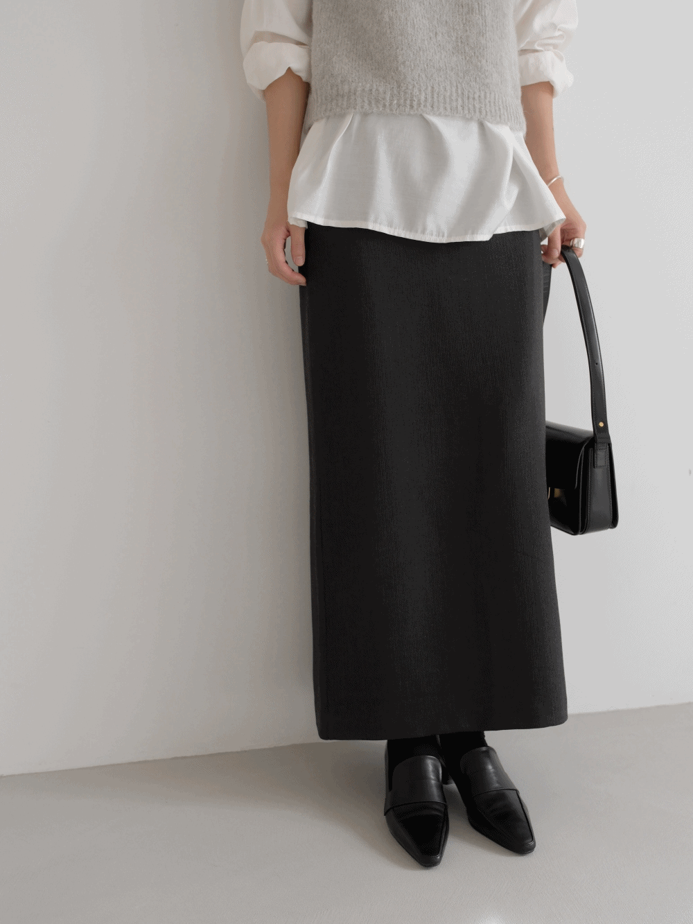 하우투러브미 토렌 스트라이프 h라인 롱스커트