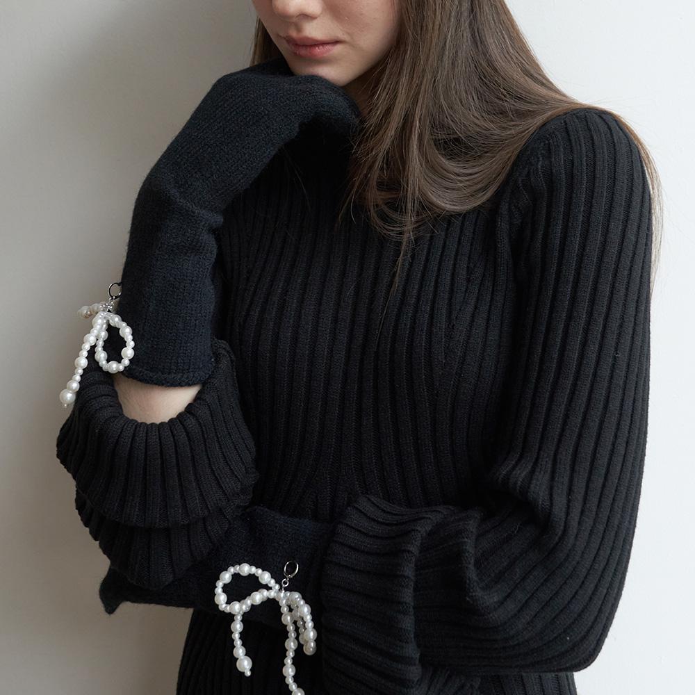 Two Way Pearl Ribbon Gloves (3color)