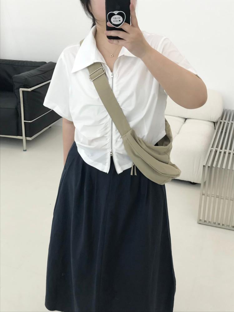 투미 2way 셔링 하프셔츠 집업 (2color)