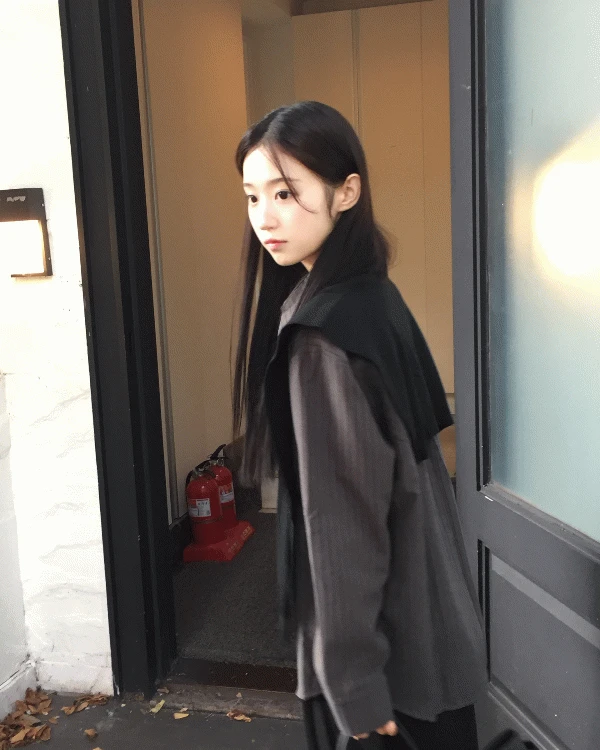 [데이빈made🧶] 레톤 세미 스웨이드 스트라이프 셔츠 + 텐셀 니트 숄 set