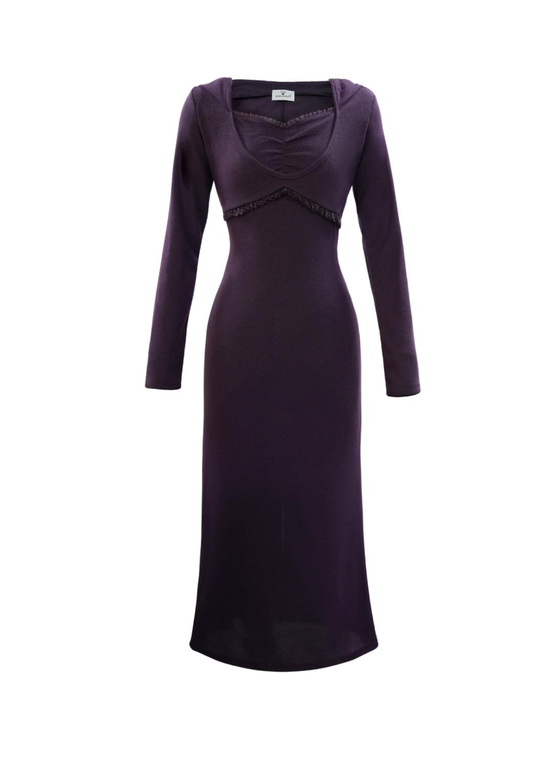Lace hoodie dress(Purple)