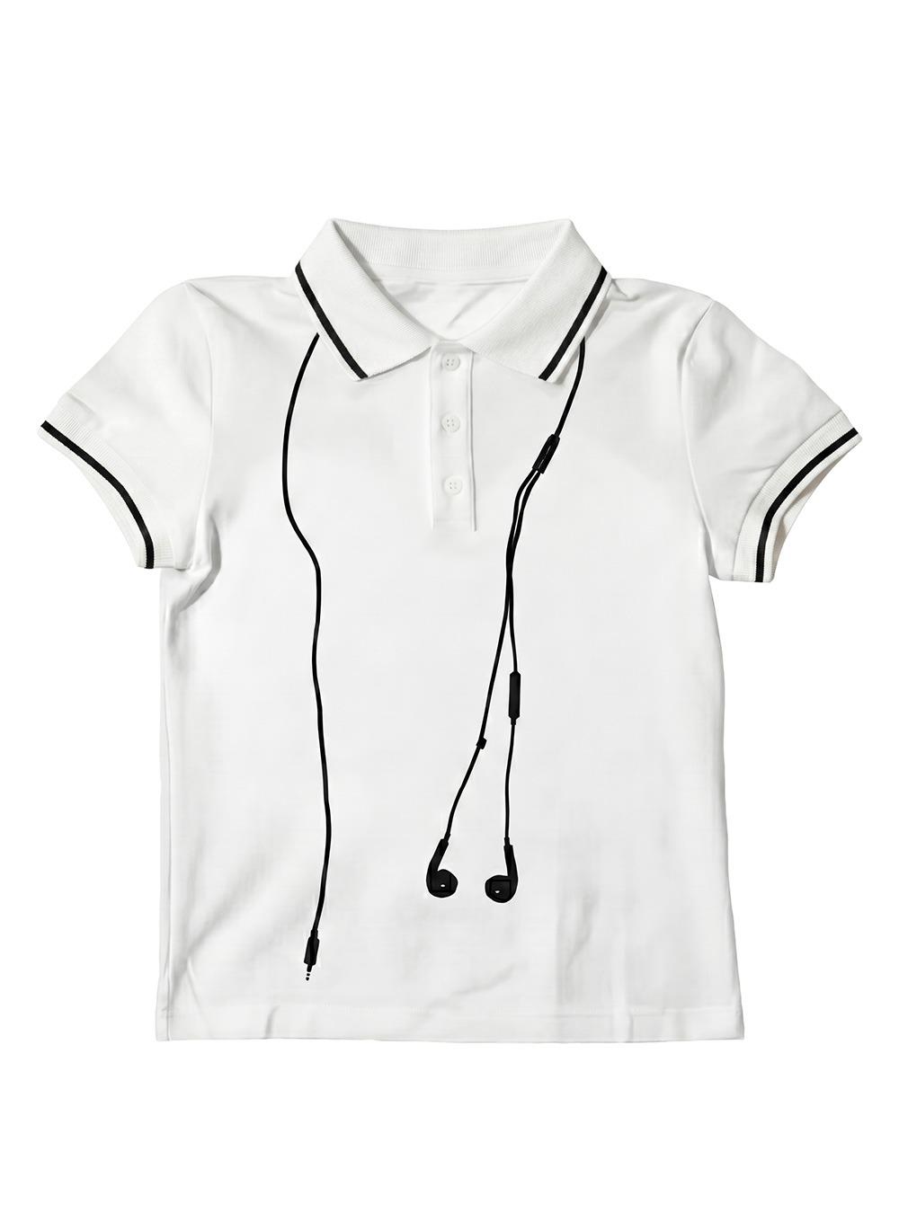 Plugged-In Contrast Cropped Polo Shirt