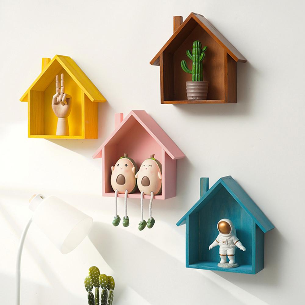 레트로 하우스 소품진열 수납장 벽걸이 우드 미니선반