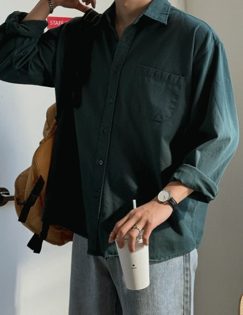 에이징 피그워싱 오버핏 셔츠 (9color)