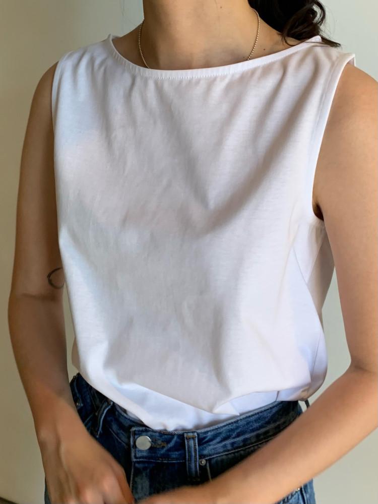 HAUS 하우스 마린 보트넥 슬리브리스 marine boat neck sleeveless