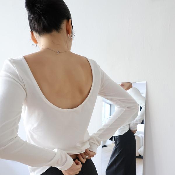 Backless Long Sleeve T-Shirt - ivory
