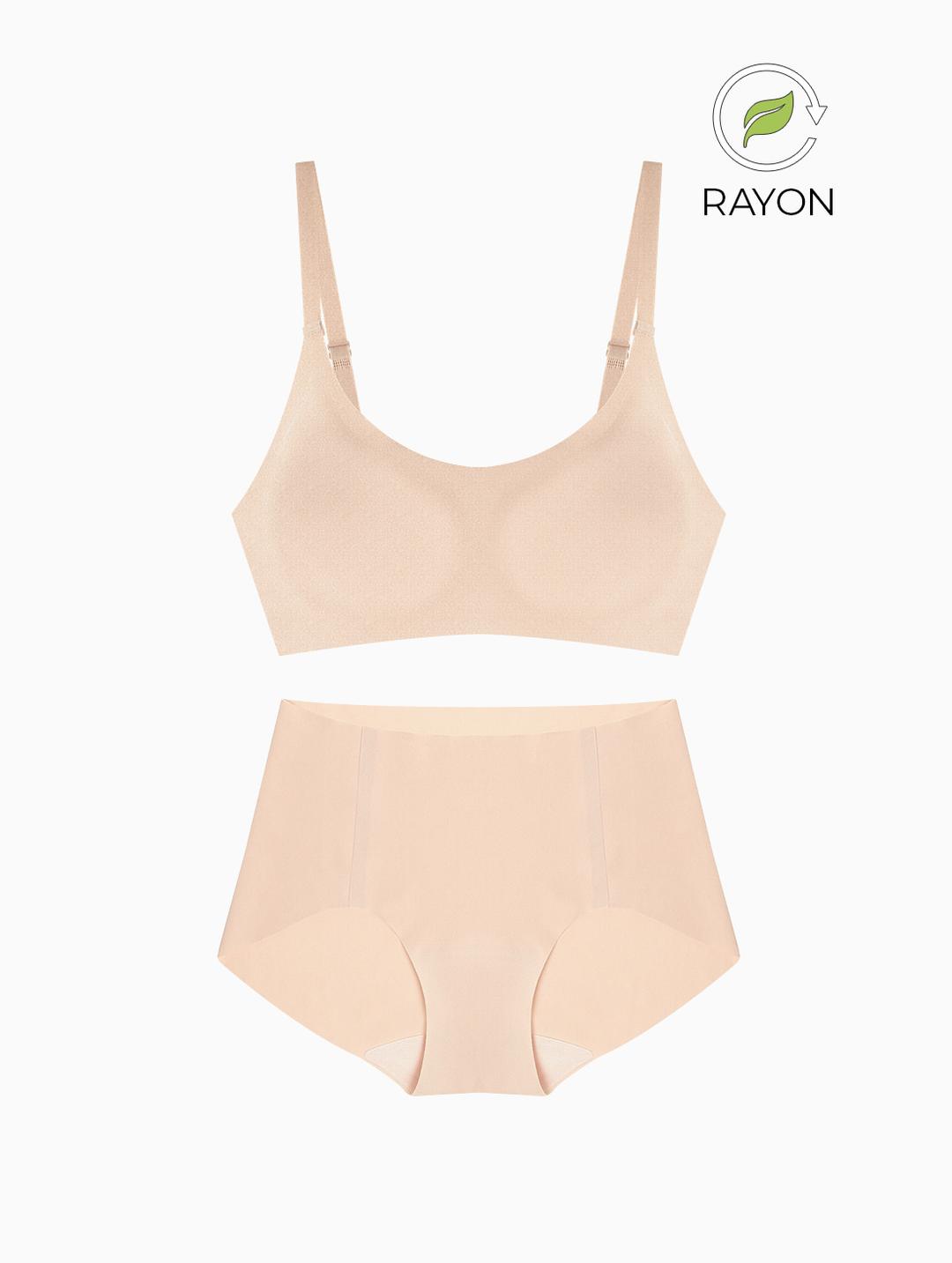 [빅사이즈] 에어슬림 레이온 심리스 노와이어 브라/팬티
