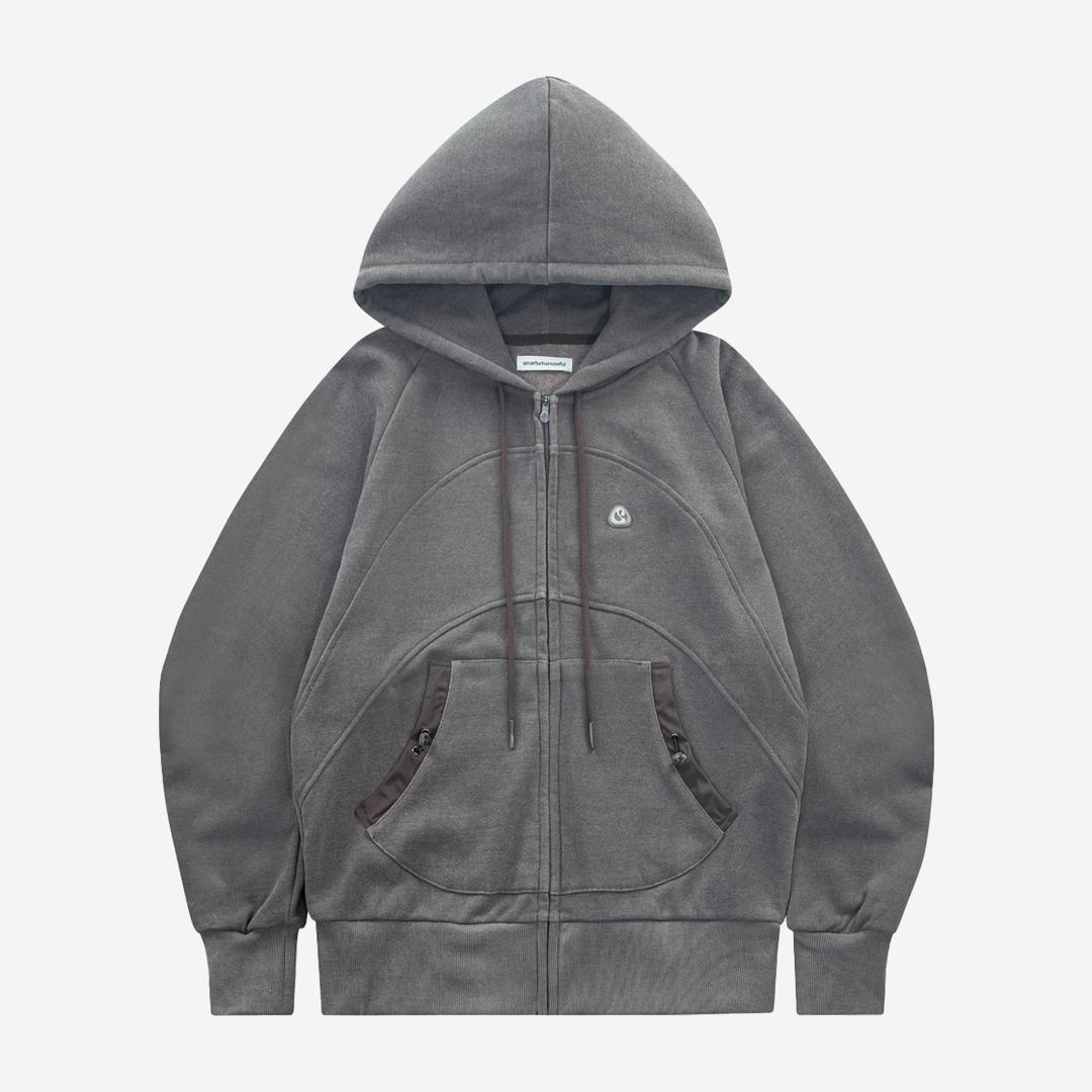 Smarturbanuseful Women String Pocket Hood Zip-Up Wine
