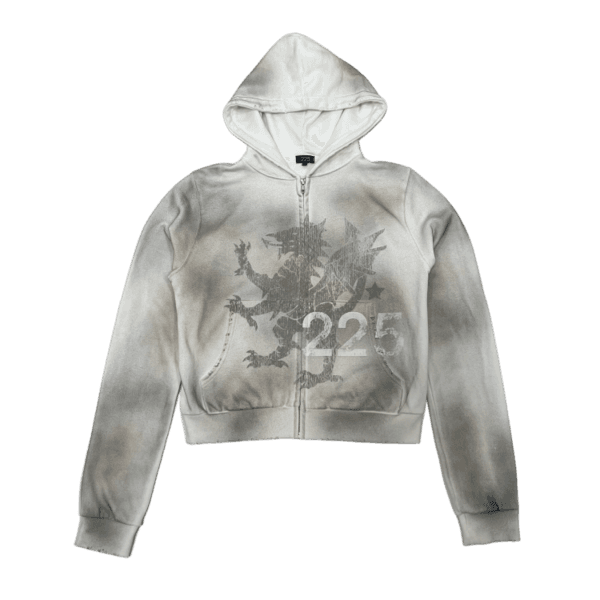 [1st Restock] 225 washed dragon crop hoodie zip-up
