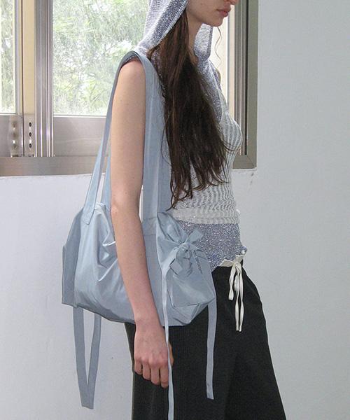 Pigtails ribbon bag Blue grey