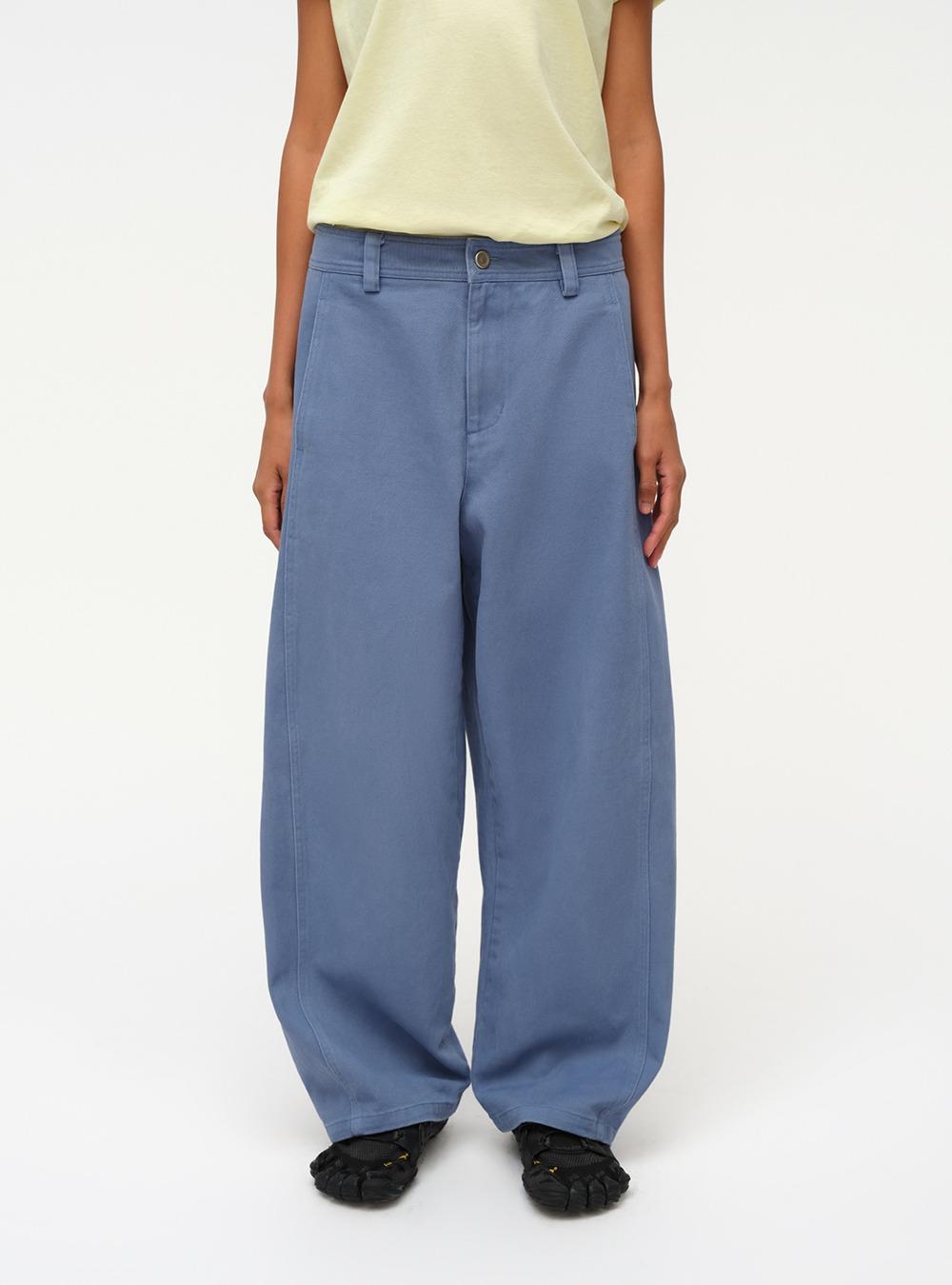 French Blue Volume Straight Pants