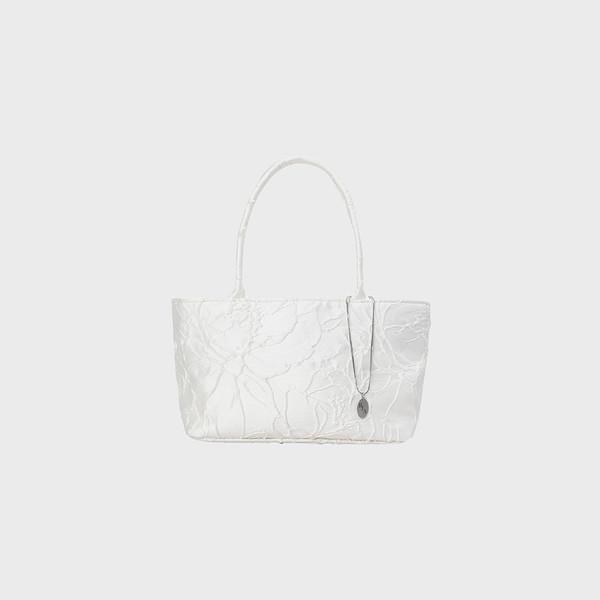 [2차] Flower Jacquard Tote Bag - White