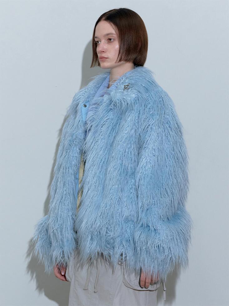Faux Mongolian Jacket Baby Blue