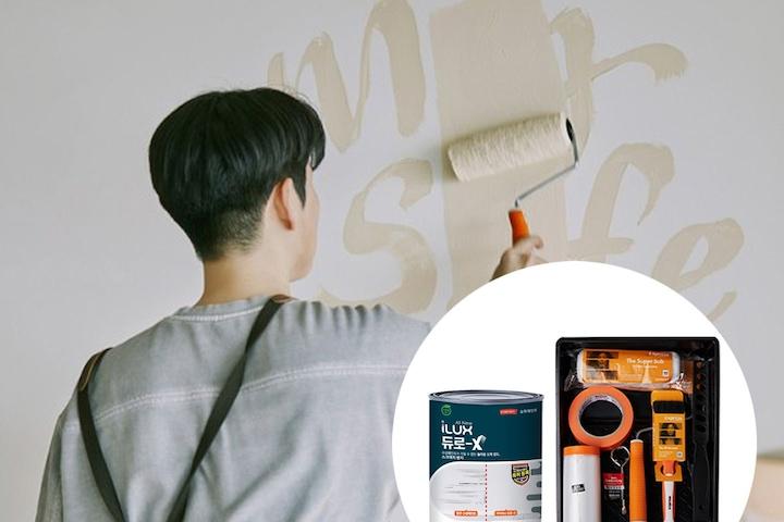 벽면 천장 전용 셀프 페인트 스크레치 방지 아이럭스 듀로엑스 무광1L(벽지 페인트 세트)