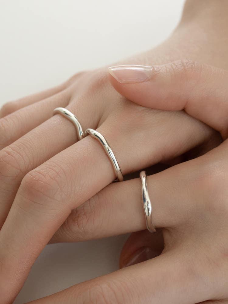 실버925 러프 멜팅 슬림 반지 2colors