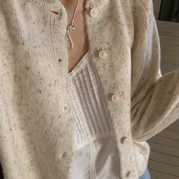 [🌷봄신상]케이크 봄 빈티지 라운드넥 니트 가디건(6color)