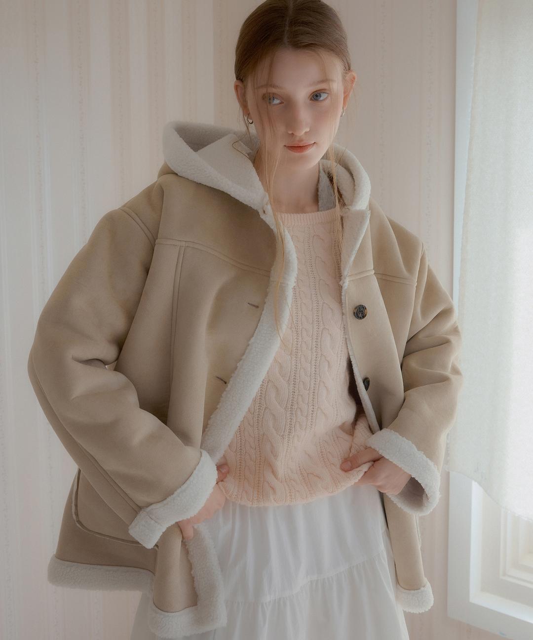 Bailey Hooded Mustang Coat ( Beige )