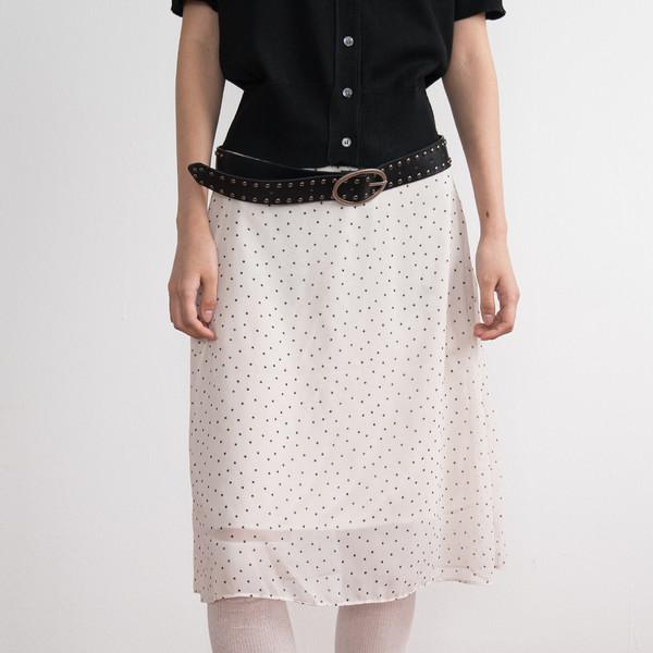 Dot Chiffon Midi Skirt (Ivory)