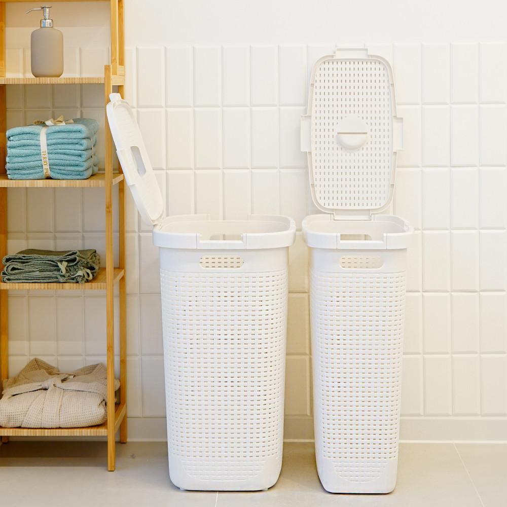 MBKO 라탄 가로세로 오픈 빨래바구니 슬림형 40L