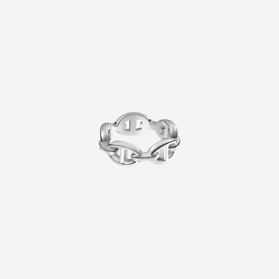 (W) Hermes Small Chaine D'Ancre Enchainee Ring Sterling Silver