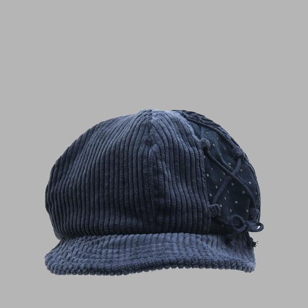 FABRIC MIX NEWSBOY CAP (NAVY)