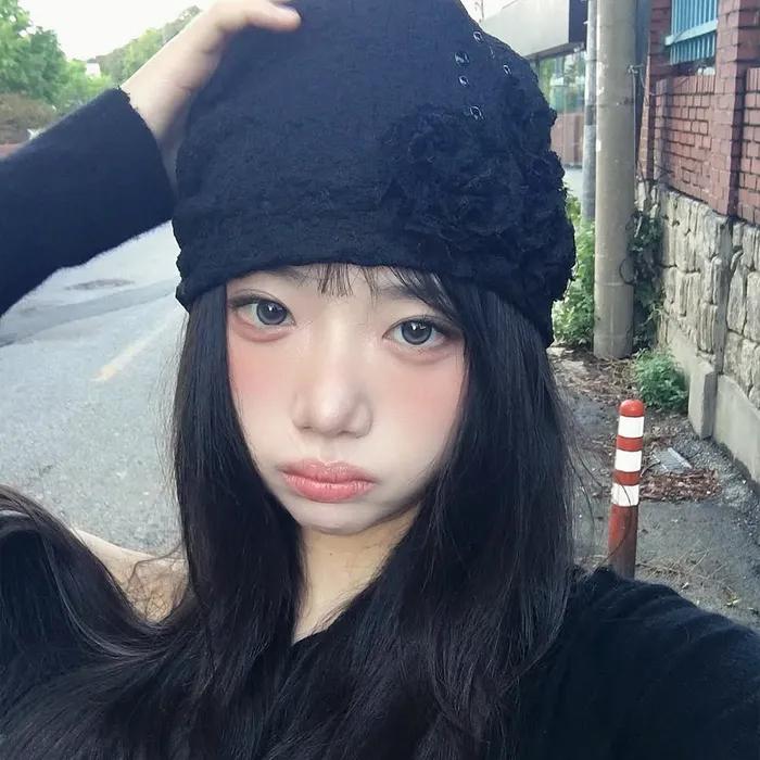 Ruffle Shirring Beanie (FL-740_Black)