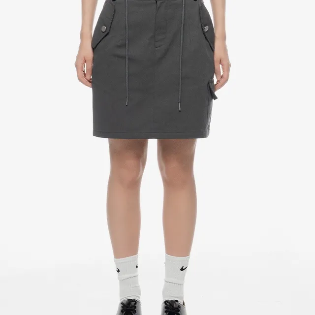 빅사이즈 S-3XL 팀즈 면 스트링 카고 미니 스커트 치마