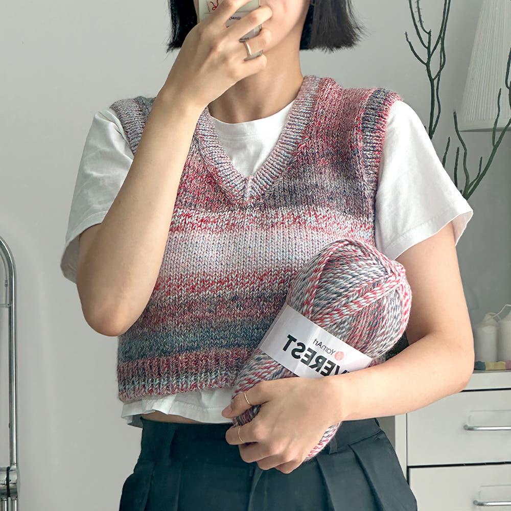 DIY키트 에베레스트 베스트 조끼 대바늘뜨기 남여공용 대바늘 조끼 입문의류 패키지 손뜨개 뜰안 뜨개공방