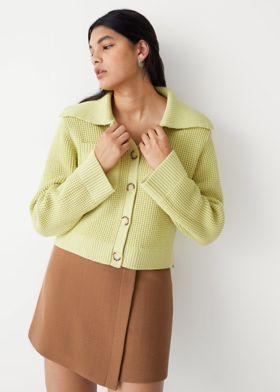 박시 와플 스티치 가디건